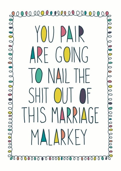 You're going to nail this marriage wedding card - Fun colourful wedding card created by Anna Treliving Design
