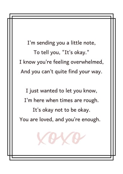 It's Okay Not to be Okay Mental Health Poem Card created by Rhymes for Reasons
