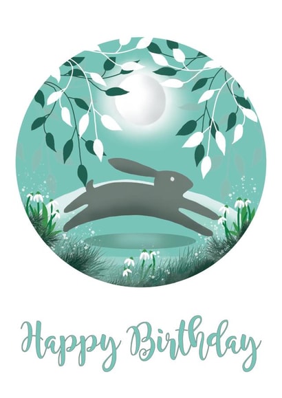 Happy Hare Birthday Card created by HelenFaerieArt