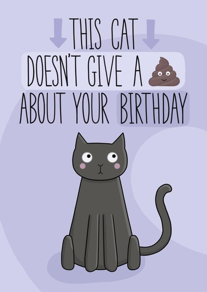 Rude cat birthday card created by Stripy Fish Designs