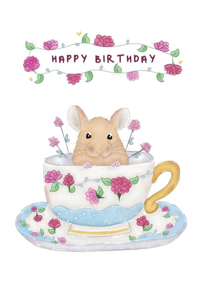 Mouse in a Teacup Birthday Card created by PatRayDesigns
