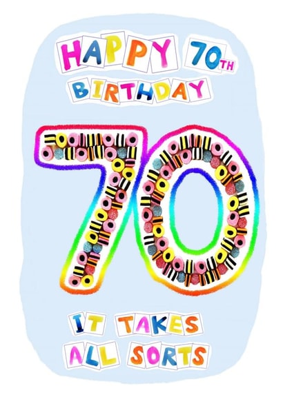 70th Birthday in Liquorice Allsorts created by Genevieve Fay