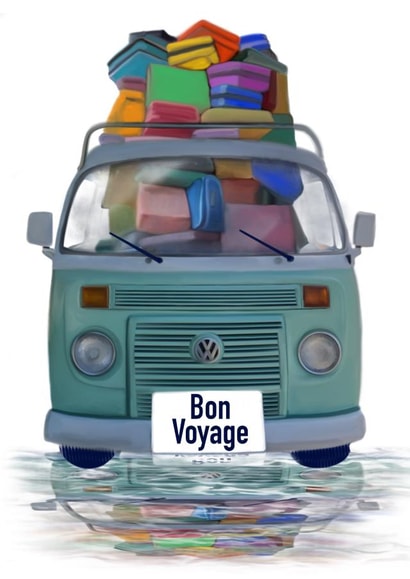 Bon voyage going travelling in VW Campervan created by Julia Griffith