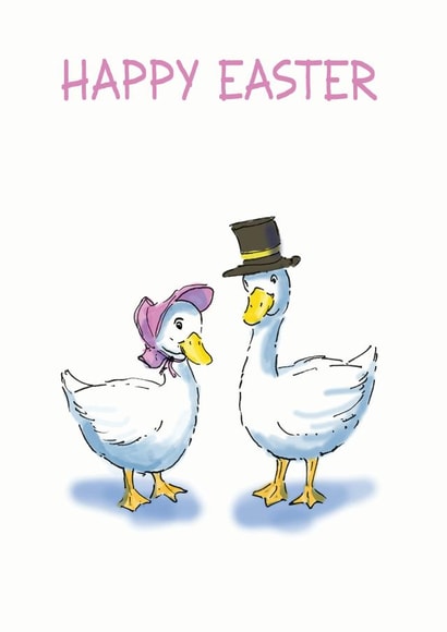 Cute duck illustration easter card created by Richard Marsh Art