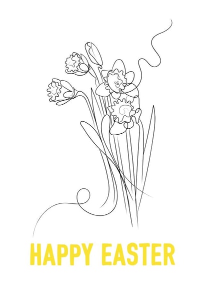Daffodil Line Drawing Happy Easter Card created by Adam Regester