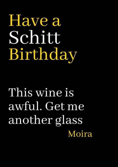 Moira Rose Schitts creek birthday wine created by Wanderer Designs
