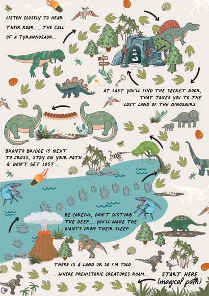 Dinosaur Map to 'The Lost World' Card created by Summer Lane Studio