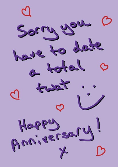 Date a Total Twat Anniversary card created by Random Shit Cards
