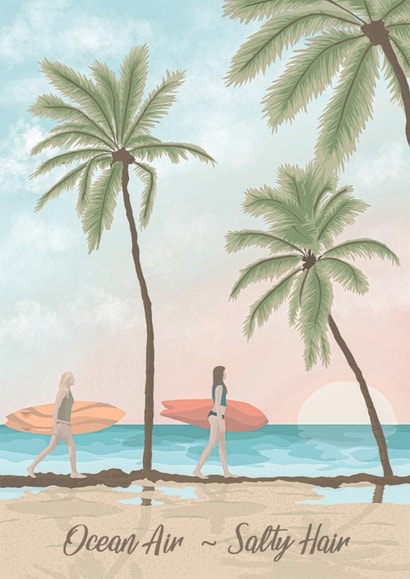 Arty Birthday Card - Ocean Air - Salty Hair created by Alice Howland