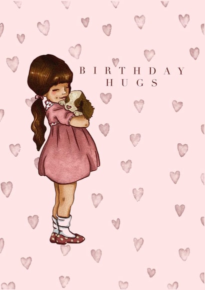 Dog and Girl Birthday Hugs created by Elle Freeman