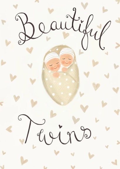 Beautiful Twins New babies Card created by Love Lucy Illustration