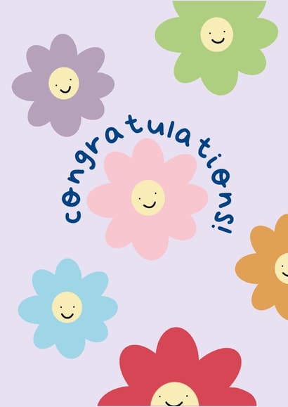 Smiley face flowers congratulations card created by illustrationlisa