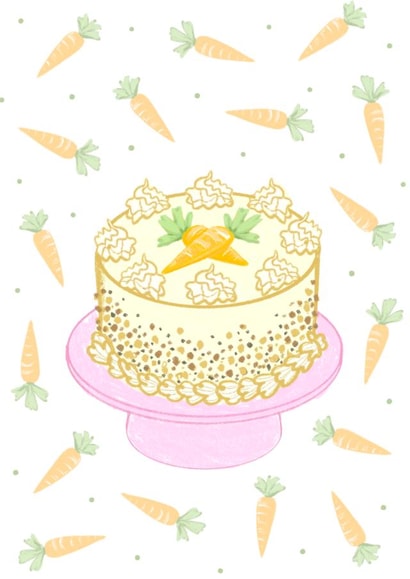Cute carrot cake Easter or spring card created by Fantastical Fun Shop