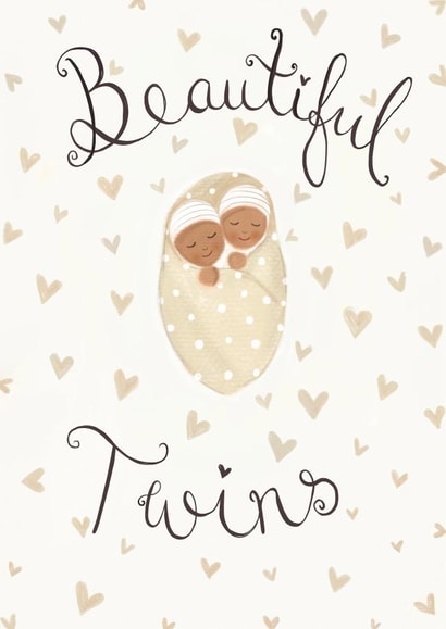 Beautiful Twins New Babies card created by Love Lucy Illustration