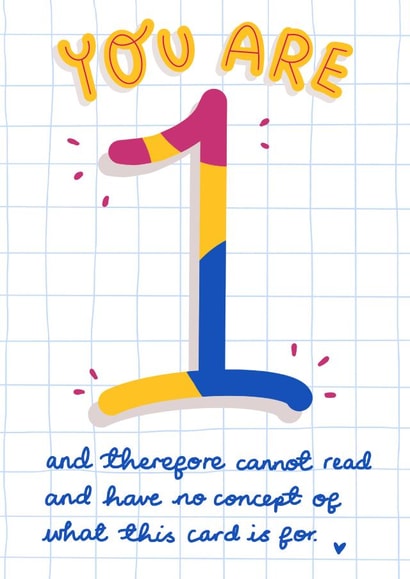 Reality 1 year old card created by Rosie Johnson Illustrates