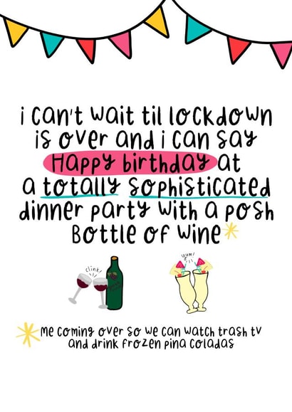 Lockdown birthday pina colada card created by qwertycat