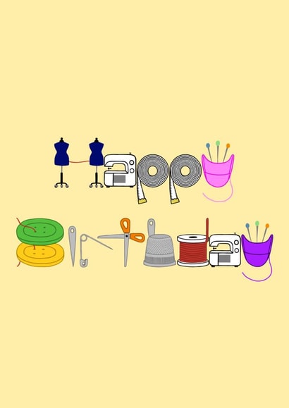 Happy Birthday sewing card created by @hairheadsart