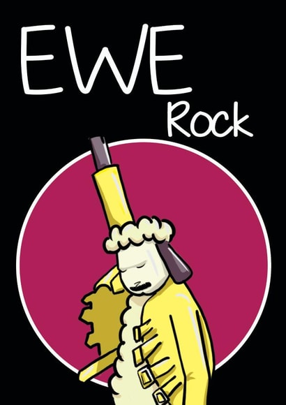 Ewe rock queen music fan card created by Cris Stewart