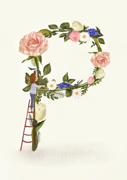 Initial Card letter P created by A-Z Initials by Love Lucy Illustration