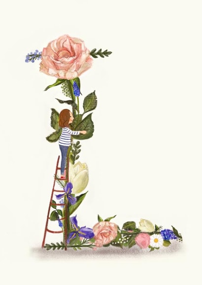 Initial card letter L created by A-Z Initials by Love Lucy Illustration