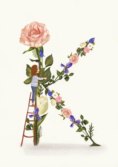 Initial Card Letter K created by A-Z Initials by Love Lucy Illustration