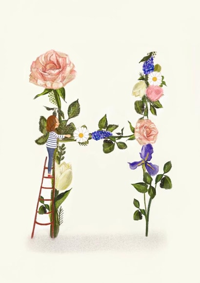 Initial Card letter H created by A-Z Initials by Love Lucy Illustration