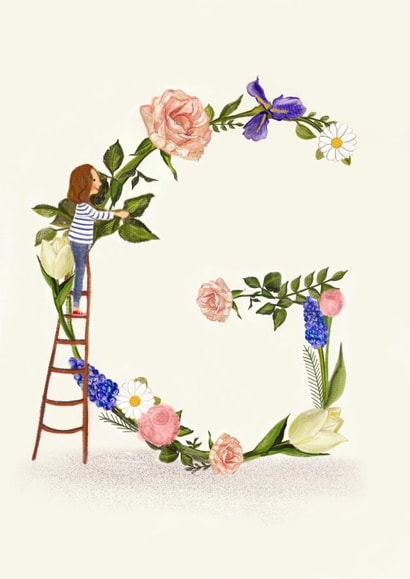 Initial card letter G created by A-Z Initials by Love Lucy Illustration