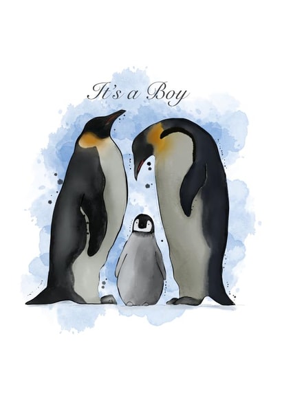 It’s a boy new baby penguin card created by Charlie creates