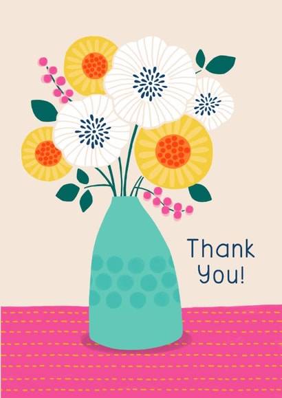 Bright Retro Flowers Thank You Card created by Design By Day