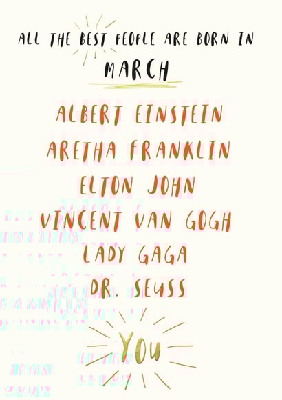 the best people are born in march created by DOTS + STRIPES