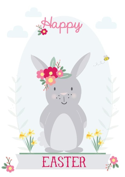 Cute Happy Easter Bunny Card created by Melmade Stationery
