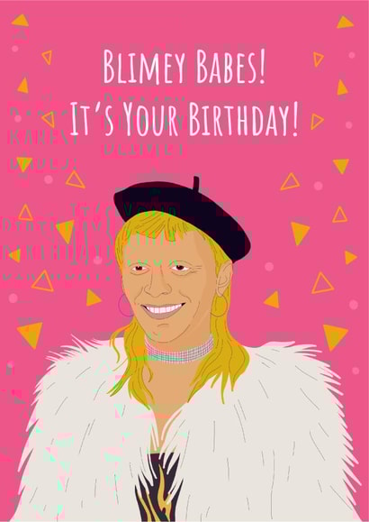 Blimey Babes! It's Your Birthday! Bimini Bon-Boulash Birthday card created by Conor Rawson