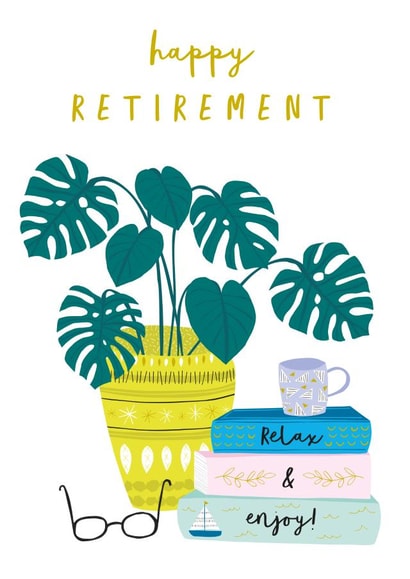 Happy Retirement Books and Plant Card created by Jessica Hogarth