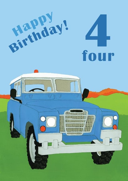 Age 4 landrover birthday card  created by lovetractors