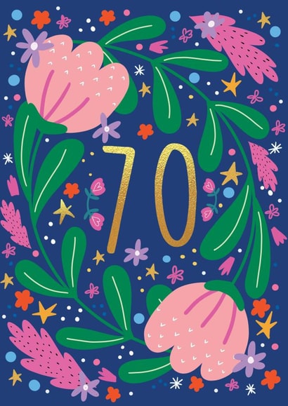 Floral 70th Birthday Card created by NICHOLA COWDERY ILLUSTRATIONS