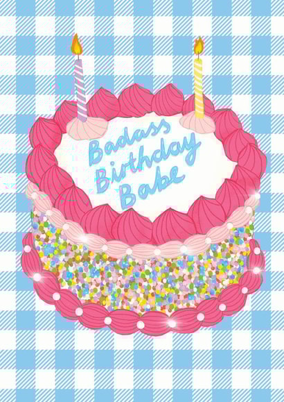 Fun Birthday Card - Badass - Cake created by The Stylist Illustrates