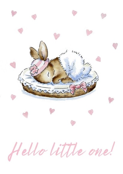 New baby bunny girl card created by Kate Garrett