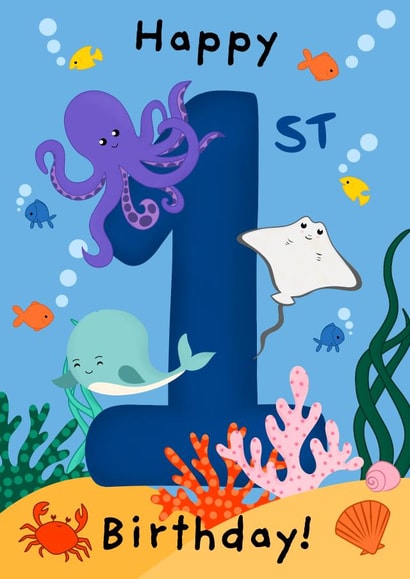 Under the sea 1st Birthday card created by Kamiya Chirodian