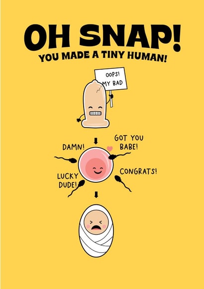 Funny Broken Condom Baby Card created by Emoticology Cards