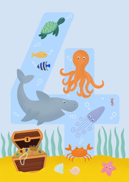 Under the sea 4th birthday card created by Nicki O'Donoghue Studio