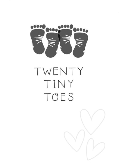 Twenty Tiny Toes - Gender Neutral Twins Baby Card created by Two For Joy Illustration