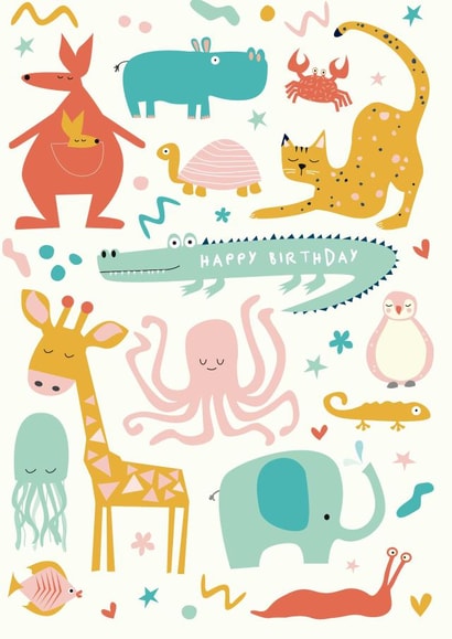 Cute Animal Happy Birthday Card created by Ooh I Like That Design