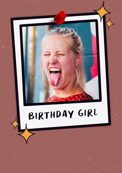 polaroid Female Birthday Personalised Photo Card 20740 created by The Girl Next Draw Cards