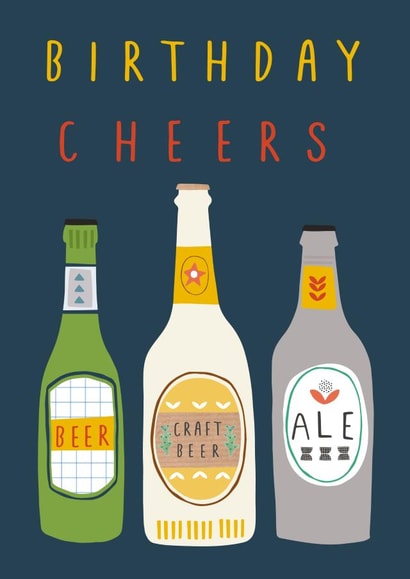 Classic Birthday Card - Beers - Birthday Cheers created by Sally Payne Design