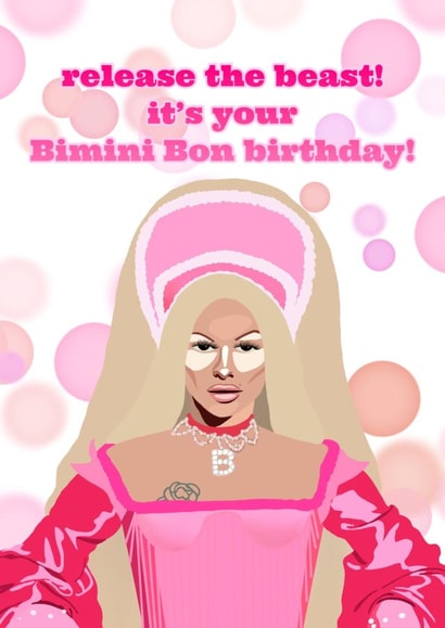 bimini bon boulash rupauls drag race UK birthday card created by Caitlins Creations
