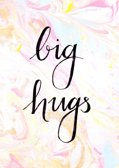Big Hugs Card with marbled background created by Little Red Apple