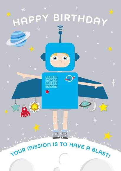 Cute Birthday Card - For Him - Space created by Macie Dot Doodles