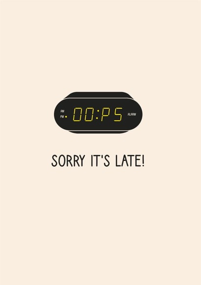 Oops Retro Alarm Clock Belated Card created by Pig + Plums