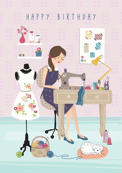Sewing Birthday Card 1001 created by Little Stringers