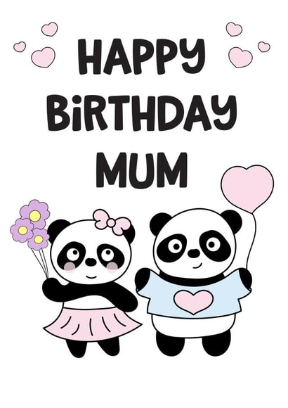 Panda Birthday Card for Mum created by Crystal Star Gift Shop